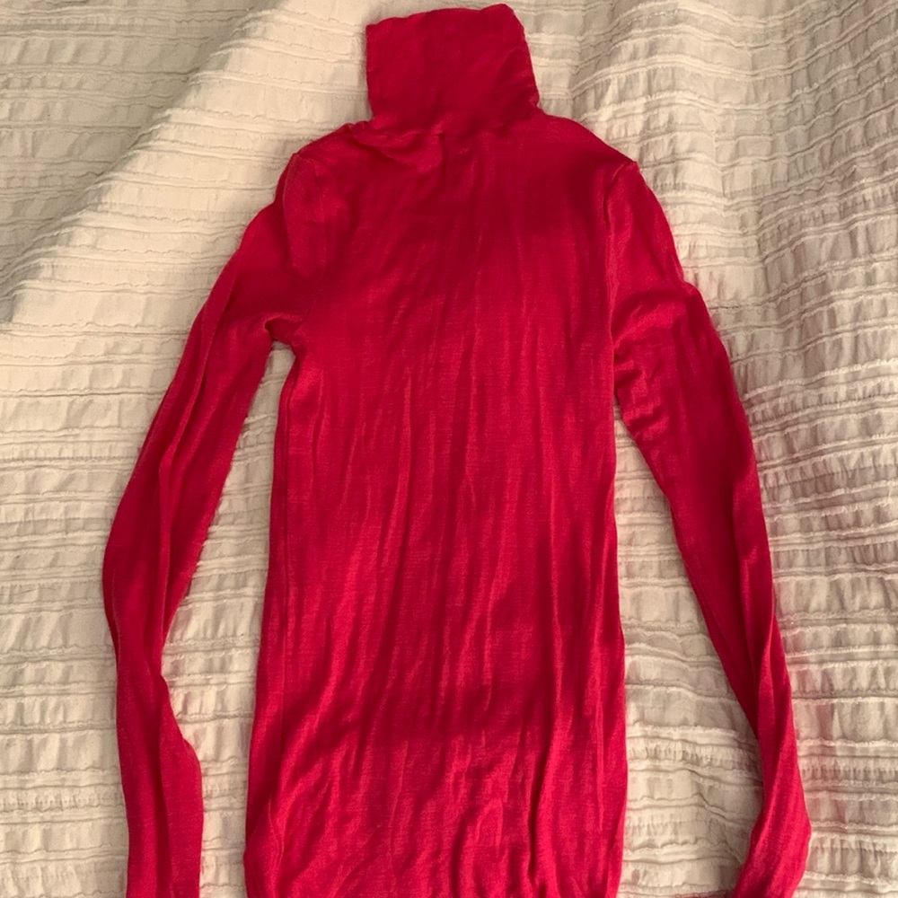 COS fuchsia pink merino wool slim fit turtleneck top